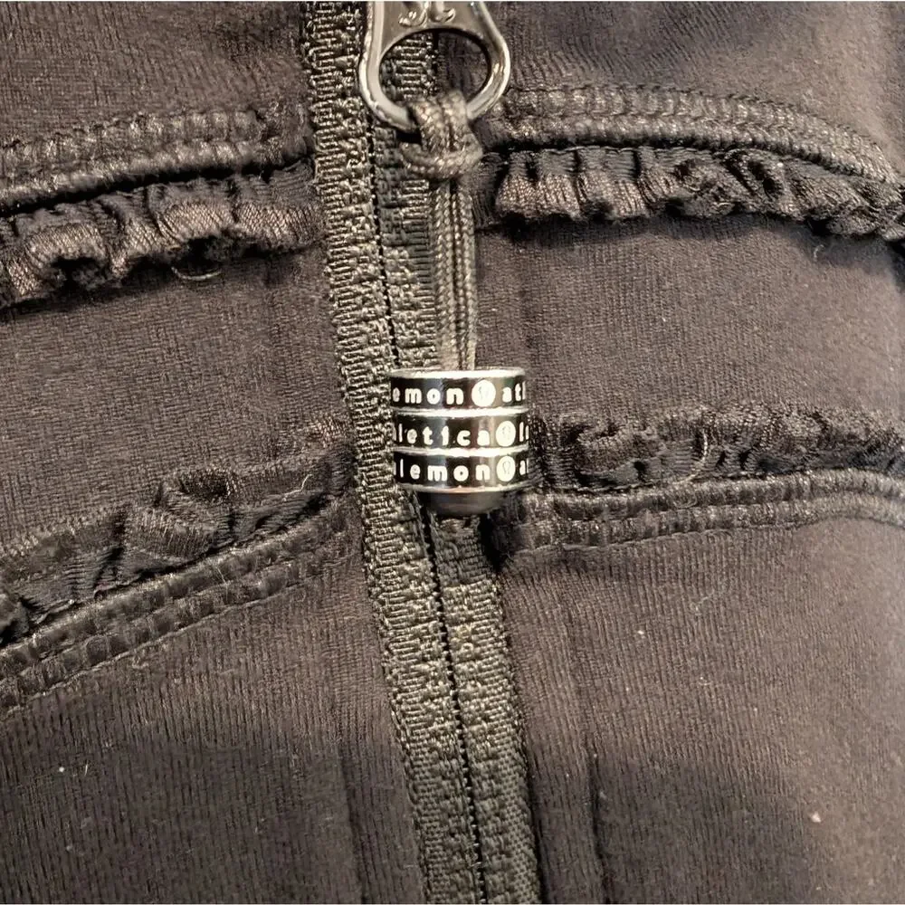 Lululemon Athletica Black Scuba Hoodie High Collar Zip Front Size 6